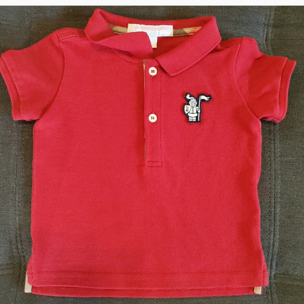 BURBERRY RED KIDS POLO SHIRT..SIZE 9 MONTHS